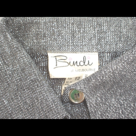 Vintage Bindi Black + Metallic Silver Lurex Cropped Jacket +Mini Skirt Set XS - Picture 7 of 15